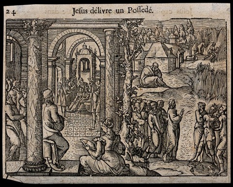 十六世紀版畫，描繪耶穌治癒一位遭附魔的男子。